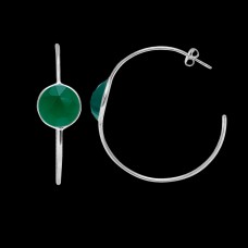 Green Onyx 12mm Round Hoop gemstone earring 6.89 gms